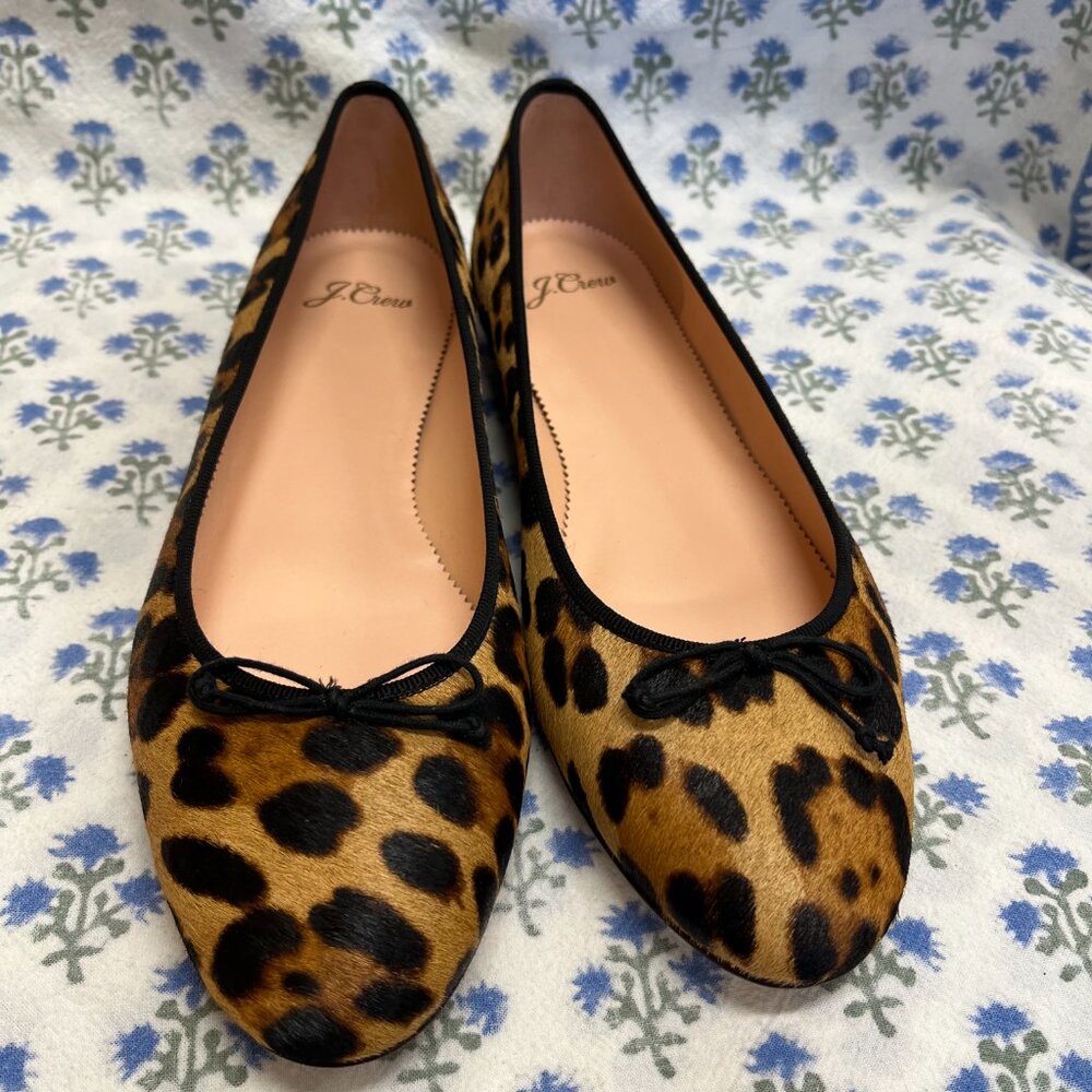 NIB J.Crew leopard print calf hair ballet flats - Picture 9 of 16